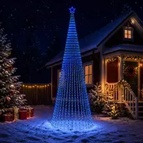 LED Kalėdų medis 500 cm 1524 LED Mėlyna Plienas Juoda