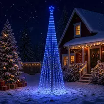 LED Kalėdų medis 400 cm 1028 LED Mėlyna Plienas Juoda