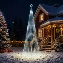 LED Kalėdų medis 500 cm 1524 LED Šalta balta Plienas Juoda
