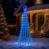 LED Kalėdų medis 180 cm 255 LED Mėlyna Plienas Juoda