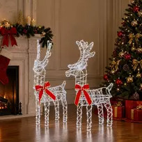 3D Kalėdų elnias LOVIISA 2 vnt. 180 LED Šalta balta