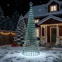 LED Kalėdų medis 300 cm 668 LED Šalta balta Plienas Juoda