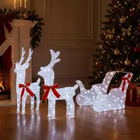 3D kalėdinis elnias su rogėmis LOVIISA 3 vnt. 160 LED