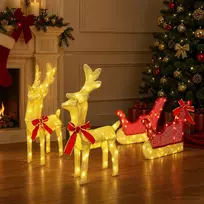 3D kalėdinis elnias su rogėmis LOVIISA 3 vnt. 160 LED