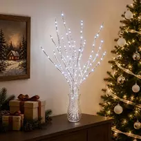LED varinių šakų kalėdinė dekoracija 3 vnt. Balta 62 cm Plienas