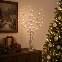 LED varinių šakų kalėdinė dekoracija 3 vnt. Balta 62 cm Plienas