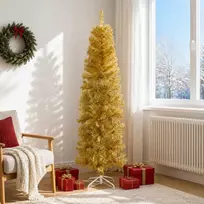 Dirbtinis lieknas Kalėdų medis 180 cm PVC ir Plienas Auksinė