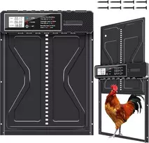 PlayDen automatinės vištidės durys su laikmačiu, IPX4, maitinamos baterijomis, CF01