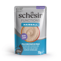 Schesir Hairball konservai su vištiena ir kepenėlėmis katėms, 70 g