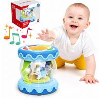WOOPIE BABY Būgnas su muzikine dėžute ir projektoriumi 3-in-1 muzikinis žaislas kūdikiams + volelis mokymuisi ropoti