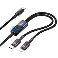 Cable 2in1 USB C to USB C + Lightning Hoco 5A 100W 1,2 m U139 black