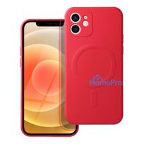 Case for iPhone 12 MINI Silicone Mag Cover compatible with MagSafe (camera protection) red