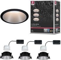 Paulmann įleidžiami LED šviestuvai Cole, apvalūs, 3 × 6,5 W, 2700 K, IP44, juoda sidabrinė, 93408