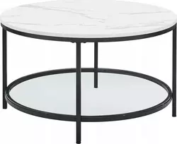 VASAGLE apvalus kavos staliukas 80 cm su grūdinto stiklo lentyna LCT071B13