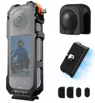 K&F CONCEPT Insta360 X5 aliuminio kameros narvas su silikonine objektyvo apsauga, 2 šaltos batų jungtimis