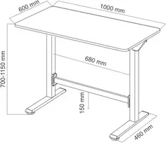 Pneumatinis reguliuojamo aukščio rašomasis stalas Spacetronik SPEO101, 100 × 60 cm