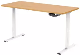 Rankiniu būdu reguliuojamas rašomasis stalas Spacetronik SPE-O113, 140 × 60 cm, tamsaus medžio spalvos, baltu rėmu