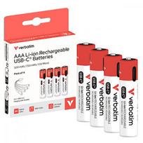 Verbatim AAA USB-C Rechargeable Batteries 4 pc + cable 30250