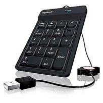 Keysonic ACK-118BK Nummernblock aus Silikon Staub- Und Spritzwassergeschützt, Einziehbares USB Kabel 22084