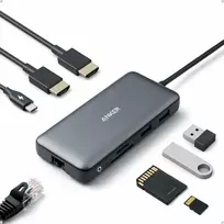 Anker PowerExpand 8-in-1 USB‑C adapteris su Dual 4K HDMI, 100 W PD ir Ethernet, A83800A1