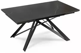 Mebel Elite Išskleidžiamasis stalas keraminiu stalviršiu, 160–240 cm, juodo marmuro spalvos