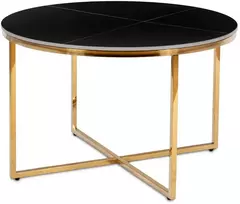 Mebel Elite Keraminis apvalus staliukas MARINE, juodo matinio marmuro ir aukso spalvos