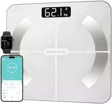 Svarstyklės Healthkeep išmani kūno analizės svarstyklė LED, 13 matavimo tipų, baltos spalvos, FG263LB
