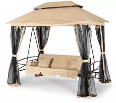 Mebel Elite Sodo sūpynės CARMEN, 237 × 150 × 255,5 cm, smėlio ir juodos spalvos
