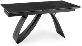 Mebel Elite Išskleidžiamas stalas DEVON, 160–220 cm, juodo marmuro / juodas