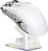 ATTACK SHARK belaidė žaidimų pelė su jutikliniu krovimo stovu, 40000 DPI, 53g, PAW3395PRO, BT/2.4G/USB-C, balta