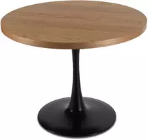 Mebel Elite Apvalus stalas LINO, Ø 100 cm, aukso ąžuolo spalvos ir juodas