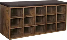 VASAGLE batų suoliukas su pagalvėle, 15 skyrių, 105 × 30 × 48 cm, LHS15BX