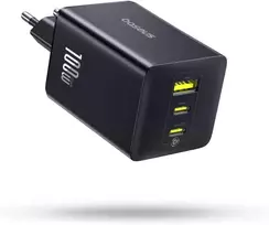 Baseus 100W GaN USB-C greitas kroviklis, 3 lizdai, PD, PPS, juodas, Enerfill