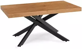 Mebel Elite Išskleidžiamasis stalas HAMPTON, 160–240 × 90 cm, aukso ąžuolo / juodas