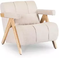 Mebel Elite Poilsio fotelis RENATO, smėlio spalvos, ąžuolo spalvos korpusas
