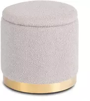 Mebel Elite Pufas CARNOS, bukle audinys, 40 × 40 × 40 cm, pilkas