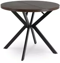 Mebel Elite Išskleidžiamas stalas LUGO, Ø 90 cm, ilgis išskleidus 190 cm, riešuto ir juodos spalvos