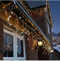 Girlianda-varvekliai su blykste 15m. 300LED šiltai balta
