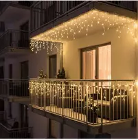 Lauko girlianda varvekliai 100LED 4m. Šiltai balta su blykste
