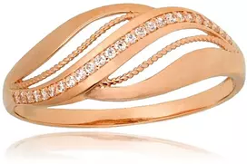 Diamond Sky Jewelry Auksinis žiedas su cirkoniais „Tidal Rhythm“