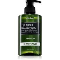 KUNDAL Tea Tree & Macadamia White Musk giliai valantis šampūnas gaivinančio poveikio 500 ml