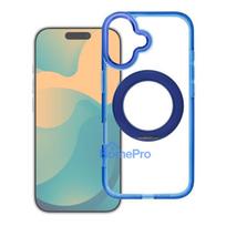 Case for iPhone 14 PRO Frame Circle Stand compatible with MagSafe navy blue