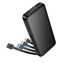 Powerbank Hoco 10000 mAh 2A with four built-in cables USB A + USB C+ Lightning + Micro USB J163 black