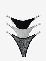 Calvin Klein - Dipped Thong 3Pk - Stringai - Juoda