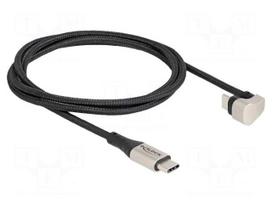 Cable | USB 2.0 | USB C plug,USB C angled plug | 1m | black | metal