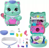Polly Pocket Koci rejs Zestaw kompaktowy: 1 mikro lalka, 2 figurki kotków i akcesoria JCR37 MATTEL