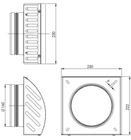 Lauko grotelės d160 baltos sp. nerūd. pl. 98-0320-0160-000-11W-V