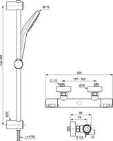 Ideal Standard termostatinis dušo maišytuvas Ceratherm T50 su rankiniu dušu ir dušo žarna