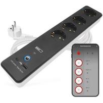 Emos ilgiklis P1422SM, 2m, 4 lizdai, su jungikliu, 1x USB-A, 1x USB-C, 3680W, PVH, vaikų apsauga