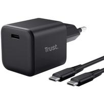 Trust sieninis įkroviklis MAXO 26046, 65W, 1x USB-C, 2m kabelis, Type C, GaN, Power Delivery 3.0, PPS, juodas